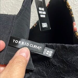 Black & Floral Lace Bralette - 46DD